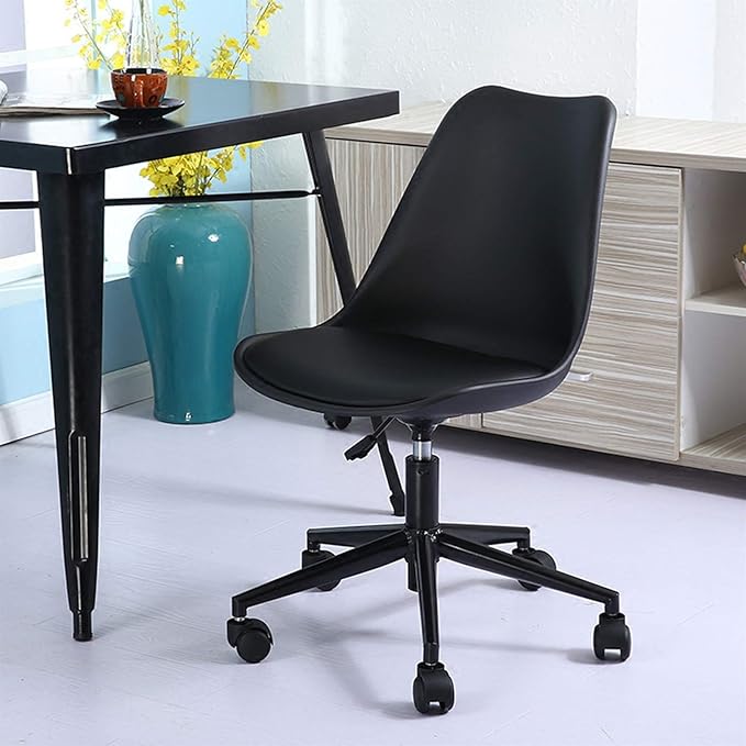 Mlaea Apartment Dining Chair Classroom Dormitory Hotel Chair with Rolling Wheels Backrest Computer Racing Gaming Chair 48 * 43 * 86-96CM(Color:#4)