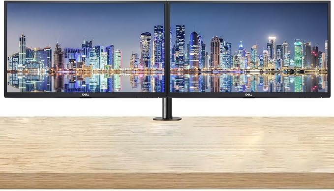 Dell E2724H 27-inch 1080P Full HD Wide Angle LED LCD Monitor 2-Pack VGA DisplayPort HDMI Integrated Speaker and Desk Mount Dual Monitor Stand (Renewed)