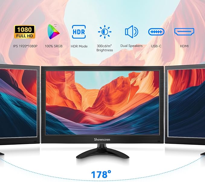 15.6inch PC Monitor Touchscreen IPS Screen 1920x1080P 60Hz 99% sRGB Built-in SpeakerHDMI/USB-C Portable Monitor for Laptop Switch Xbox PS3/4/5 Raspberry Pi5