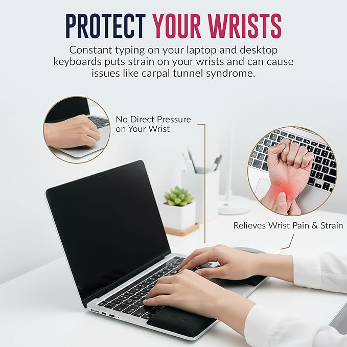 WavePads by PostureUp – Original Two Pack Adjustable Wrist Rests for Laptop and Keyboard Ergonomic Memory Foam Laptop Wrist Pads for Wrist Pain &amp Carpal Tunnel Relief Memory Foam Wrist Support Pa