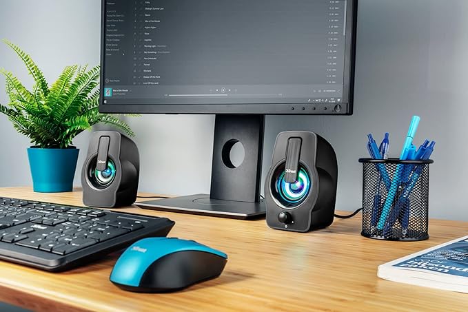 Trust Gemi RGB LED 2.0 PC Speakers for Computer and Laptop 12 W USB Powered Illuminated - Black