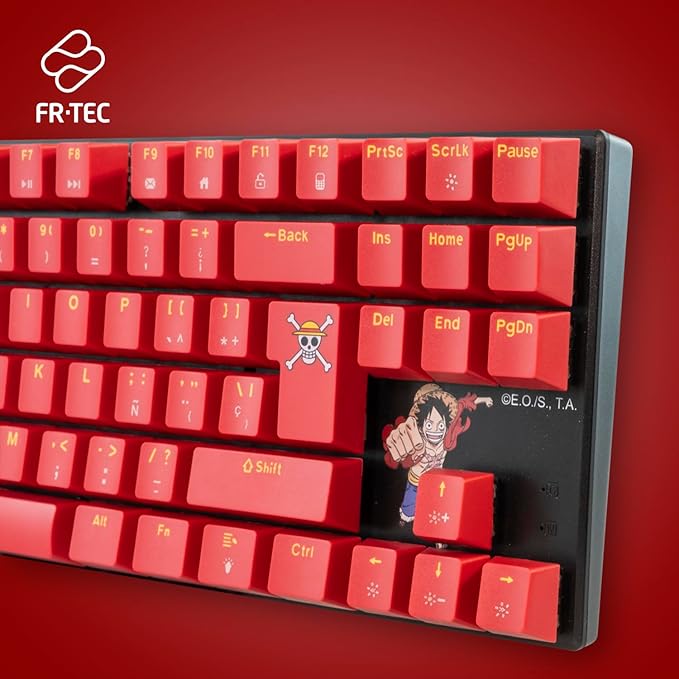 FRTEC - TKL Wired Mechanical Keyboard One Piece Luffy Touch Brown Anti-Ghosting Compatible with PC Mac PS5 Switch Xbox Series X/S (QWERTY) (One Piece Keyboard)