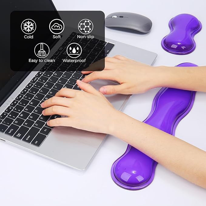 Gel Wrist Rest for Keyboard and Mouse Wrist Rest for Keyboard Mouse Wrist Support Pain Relief Cool Touch Non-Skid Keyboard and Mouse Wrist pad Set