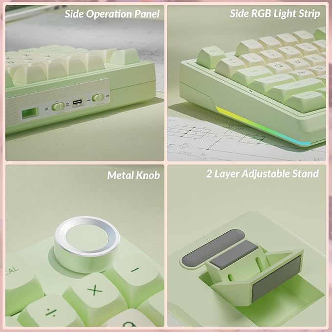 SOLAKAKA KI99 Pro Wireless Mechanical Keyboard Quiet SwitchHot Swappable Pre-Lubed Switches Silent Keyboard with RGB BacklitGasket Structure Computer Gaming Keyboards(GreenWhite Silent Switch)