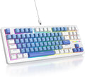 Owpkeenthy 75 Percent Gaming Keyboard Gasket Mounted87 Key Wired TKL Mechanical Keyboard Hot Swappable Linear Pre-lubed Linear Switch South-Facing RGB Backlit for PC Laptop (N-Blue)