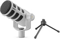 Rode PodMic Cardioid Dynamic Broadcast Microphone (White) with Mini Tripod Desktop Mic Stand and XLR Cable