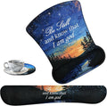 Keyboard Wrist Support + Wrist Mousepad + Coaster Combination Non-Slip PU Base with Gel Memory Mousepad Suitable for Gaming Office Pain Relief Mousepad Set - Starry Sky Bible