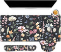 ARTSO Desk Mat Large Gaming Mouse Pad Wrist Support Set Ergonomic Keyboard Wrist Rest Desk Pad with Coaster Combo Extended Mousepad with Non-Slip for Home Office Flowers Plants