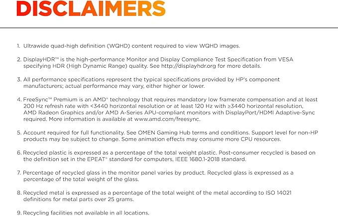 HP OMEN 34 inch WQHD 180Hz Curved Gaming Monitor Wide QHD Display (3440 x 1440) VA Panel VESA DisplayHDR 400 1ms MPRT (with Overdrive) AMD FreeSync Premium Technology Black OMEN 34c G2 (2025)