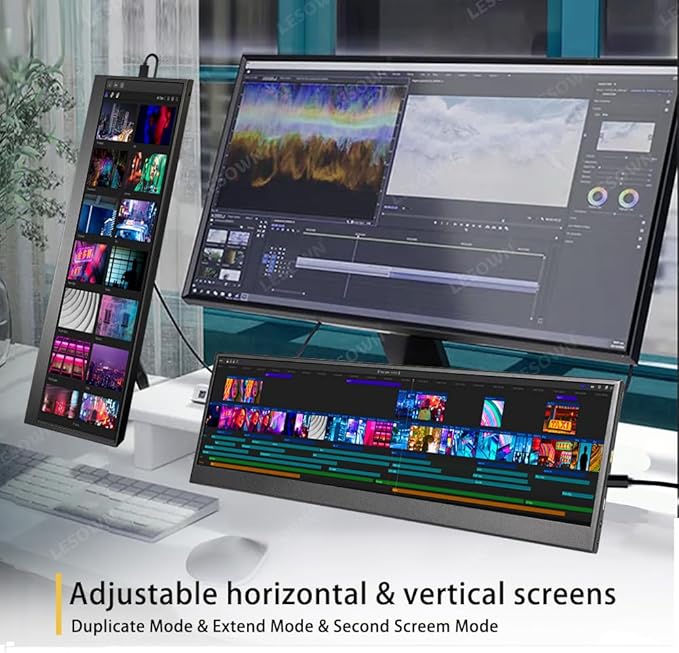 14.1 inch Temp Display Stretched Bar LCD Touch Strip Display USB C &amp HDMI 1920x550 IPS Sub Extender mini Wide Monitor for GPU CPU Data Monitoring PC Case
