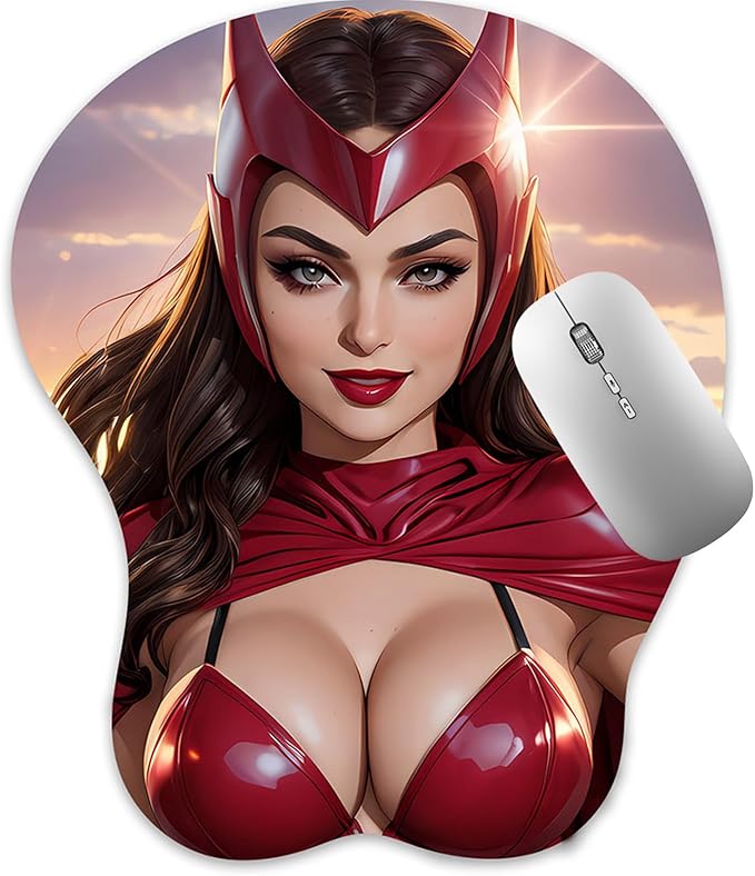 3D Mouse Pad Oppai Mousepad with Soft Gel Wrist Rest Anime Manga Gaming Boob pad Anti-Slip Mouse Mat (avengerss)
