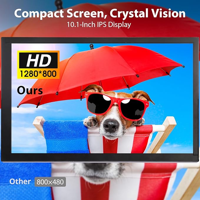 ELECROW 10.1 Inch Touchscreen Monitor 1280x800 IPS LCD HD Display with Stand Portable Capacitive Touch Screen for Raspberry Pi 3/3B+/4B/5 Jetson Nano Banana Pi PC Windows Beaglebone