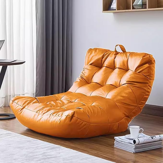 ELEFOCUS Oversized Bean Bag Chair – Soft and Cozy Caterpillar Lazy Sofa Versatile Sleeper Lounge Chair for Bedroom Balcony Living Room(Orange)
