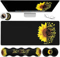 Gaming Black Mouse Pad + Keyboard Wrist Rest XL Large Mouse Mat Sunflower Christian Verse Proverbs 31-25 Extended Desk Pad Non-Slip Rubber Mice Pads Stitched Edges Pad (31.5x11.8 in)