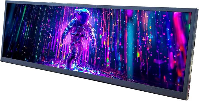 VSDISPLAY 12.7 Inch 2880x864 2K Stretched Bar LCD Screen with USB-C/DP Video Input Secondary Display for PC/Computer/Laptop CPU GPU Data Monitoring