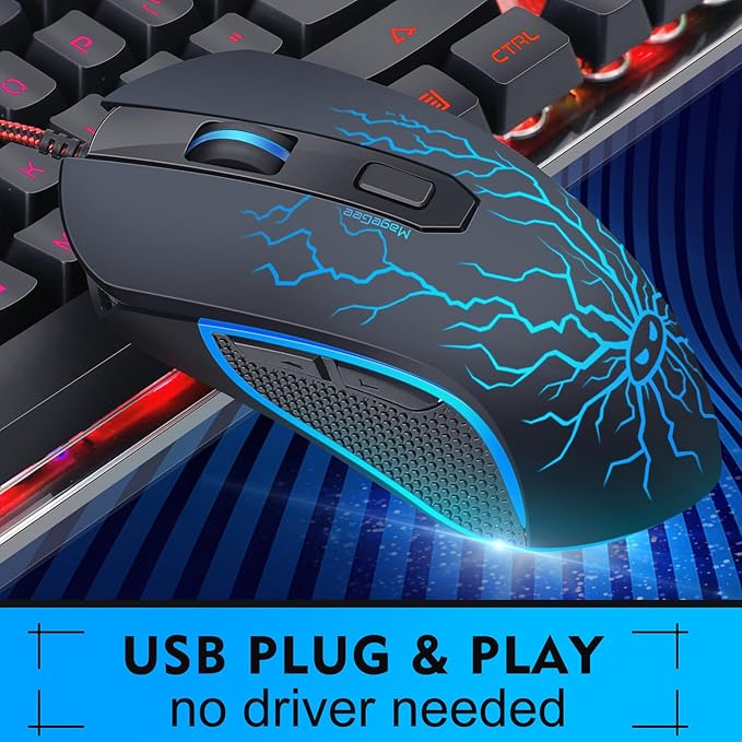Gaming Keyboard and Mouse Combo K1 RGB LED Backlit Wired Keyboard with 104 Key Computer PC Gaming Keyboard for PC/Laptop (Black)