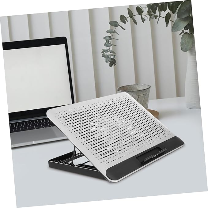 Laptop Cooler Stand Thin and Quiet Mute Computer Fan with Brackets Durable Aluminum Alloy Support Frame for Home Use Silver