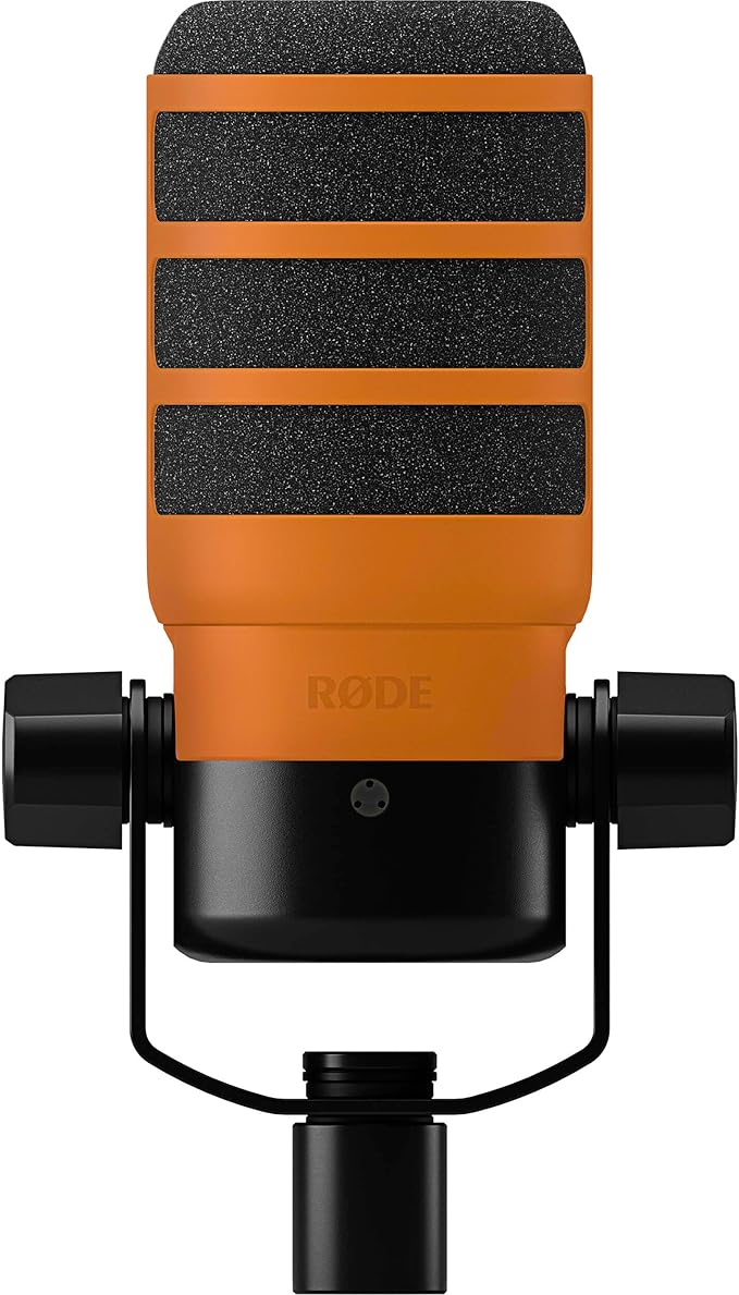 Rode PodMic Cardioid Dynamic Broadcast Microphone with WS14 PodMic Pop Filter - Orange