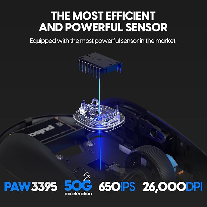 Pulsar Gaming Gears X2V2 Mini Wireless Gaming Mouse Ultra Lightweight 1.80 oz (51 g) Symmetrical Optical Switch 2.4 Ghz 1 ms 26000 DPI PAW3395 Sensor (Mini Wireless Black) (Renewed)