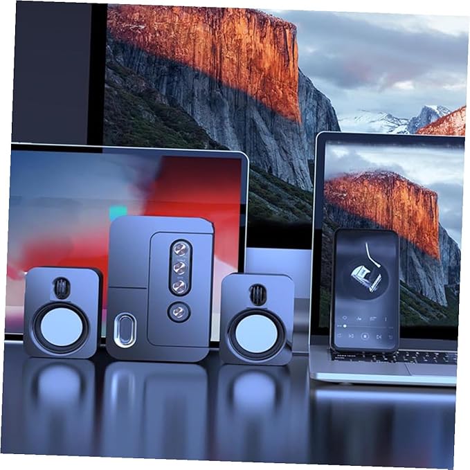 USB Computer Laptop Desktop Speaker 3D Surround Sound Portable Loudspeaker with Deep Bass Compact Black Speaker for Home and Office Use