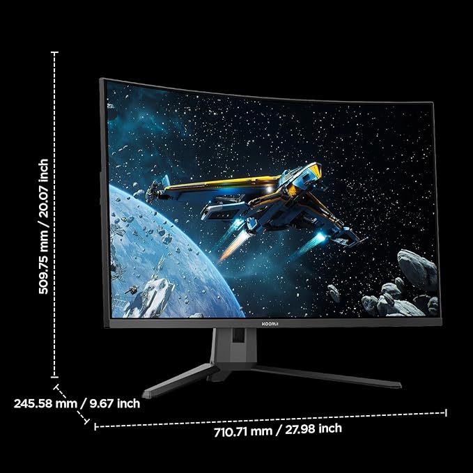 KOORUI 32 inch Curved Gaming Monitor QHD (2560 x 1440) 2K 170Hz 144Hz Monitor 1ms 1500R Display 90% DCI-P3 Adaptive Sync Tilt Adjustable VESA Compatible DisplayPort HDMI Black