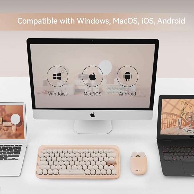 LOFREE Wavy Chips Dual-Mode Wireless Mouse with 5 Adjustable DPI Levels Compatible with Windows MacOS iOS Android (Milk Tea)