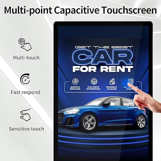 55 Inch Digital Signage Display 4K UHD G+G Capacitive Touch Panel Floor Standing Advertising Screen Commercial LCD Totem Interactive Kiosk with USB/HDMI-in Android 11 (2+32GB)