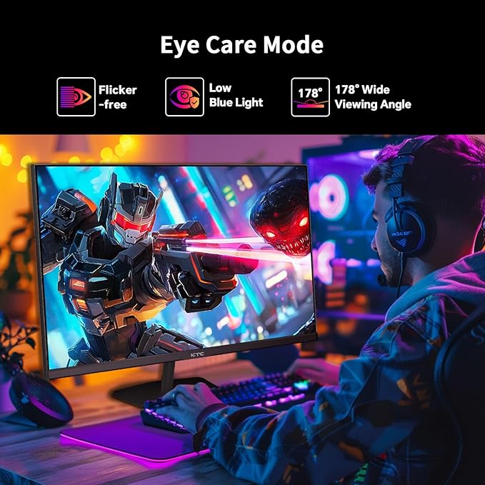 KTC 24.5 Inch 400Hz Gaming Monitor FHD 1080P 240Hz Computer Monitor Fast IPS FreeSync/G-Sync Compatible HDR400 DisplayPort x2 HDMI x2 VESA Tilt AdjustableH25X7