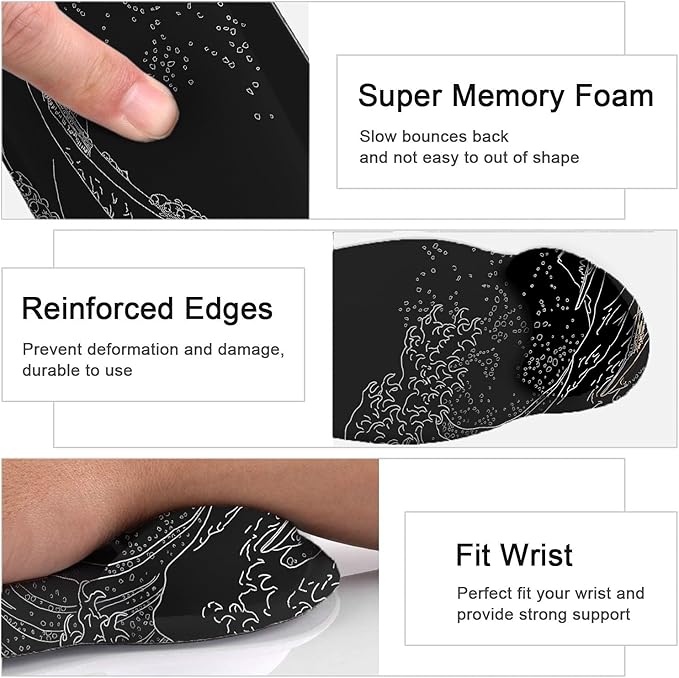 LATEEFAH Mouse Pad with Wrist Rest Large Mouse Pad Ergonomic Gaming Desk Pad Keyboard Wrist Rest Set 4-in-1 Desk Mat Keyboard Mat for Home Office