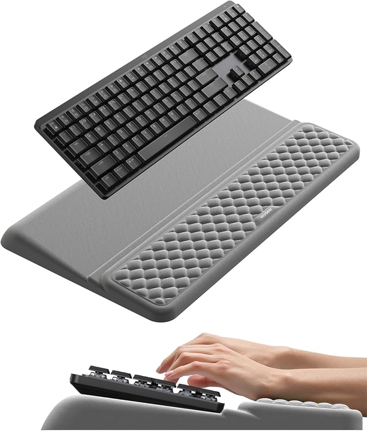 Vaydeer Wrist Rest with Keyboard Stand Computer Wrist Support Pad Ergonomic Keyboard Riser Holder Lifter Tray with Wrist Pad Soft Memory Foam Desk Cushion Palm Hand Typing for Office Home School