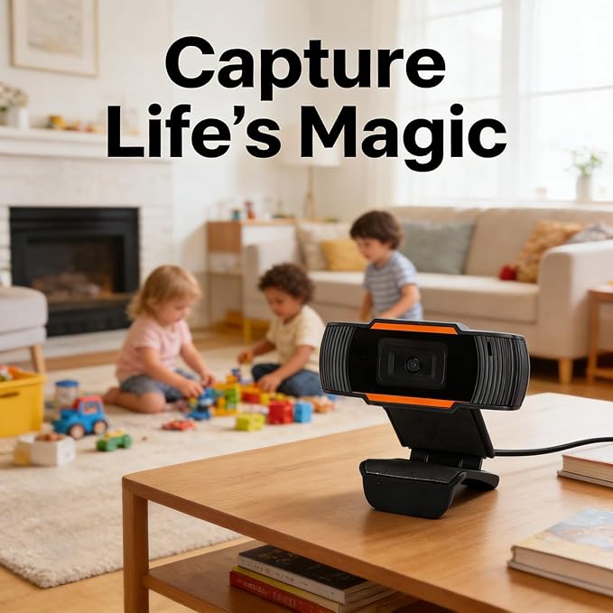 720P High Definition Webcam Camera USB 2.0 Digital PC Laptop Desktop Compatible - True Color Image Automatic White Balance Video Conferencing Ready