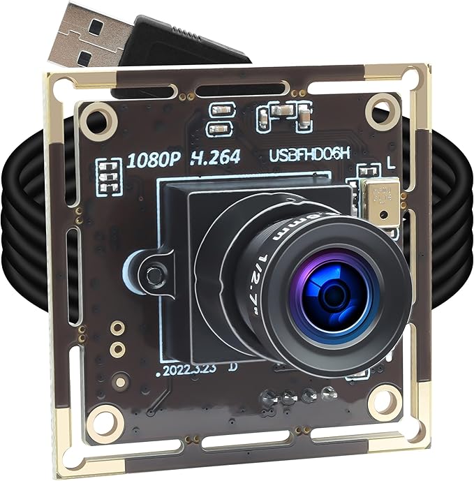 1080P USB Camera Module for Raspberry Pi 2MP 30FPS CMOS IMX323 Low Light Webcam with 3.6mm Lens Industrial Lightburn Camera Board for Windows Linux Mac OS