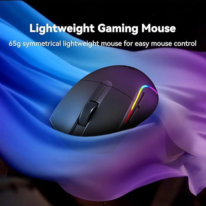 Redragon S107KS Wireless Gaming Keyboard and Mouse RGB Backlit 3 Mode (Wired/2.4G/BT) Up to 10000 DPI Gaming Mouse with Software Ultra Lightweight 65g 25 Key Anti-Ghosting Keyboard for PC