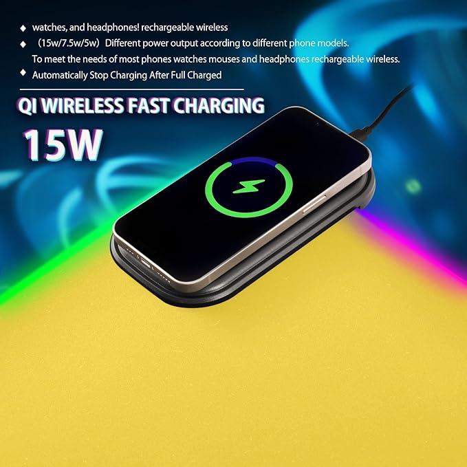 Gold Mouse Pad Gaming Mousepad Non Slip Desk Mat Wireless Charging RGB Computer Mouse Pads Keyboard Mats Pad for Home Office Desktop 35.4 x 15.7 in
