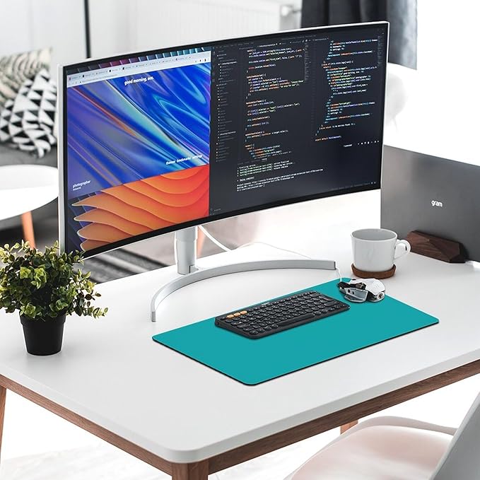 Desk Pad Large Mouse Pads Solid Ocean Blue Teal Desk Mat for Computer Laptop &amp Gaming Desk Mousepad Writing Mat for GamerOffice &amp Home 12 x 24inch