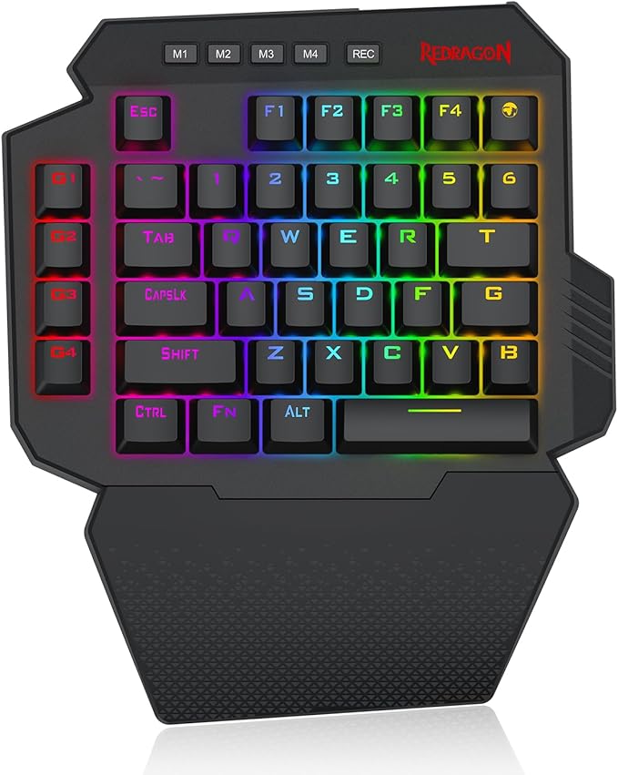 Redragon K758 Wired One-Handed RGB Mechanical Gaming Keyboard 39 Keys Type-C Professional Gaming Keypad w/Upgraded Hot-Swappable Socket 4 Onboard Macro Keys &amp Dedicated Wrist Rest