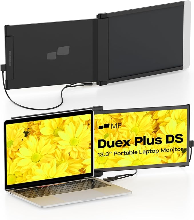 Duex Plus DS Portable Monitor - 2026 Mobile Pixels 13.3 FHD 1080P Laptop Monitor USB Type-C/HDMI Plug and Play Laptop Monitor Extender for 13-14.5 Laptops Windows/macOS/Android/Switch Compatible