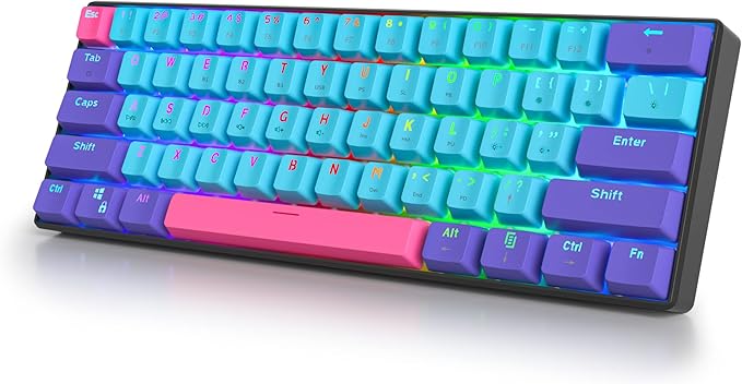 surmen GT61 60% Mechanical Gaming Keyboard 60 Percent RGB Backlit Hot-Swappable Wireless/Wired Compact Mini Keyboards Bluetooth 5.0 Keyboard Programmable/N-Key Rollover (Red Joker)