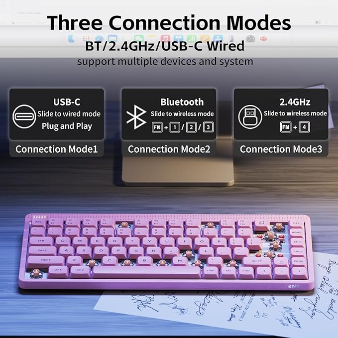 nuphy Node75 Wireless Mechanical Keyboard 75% Hot Swappable Custom Low Profile Keyboard 84 Keys Computer Gaming Keyboards Supports Touch Gestures PBT Keycaps RGB Backlit Bluetooth/2.4GHz/USB-C