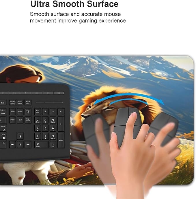 XXL Gaming Mouse Pad Extended (35.5X16) Jesus with Lion &amp Lamb Large Non-Slip Desk Mat Water-Resistant Keyboard Mousepad for Office &amp Home