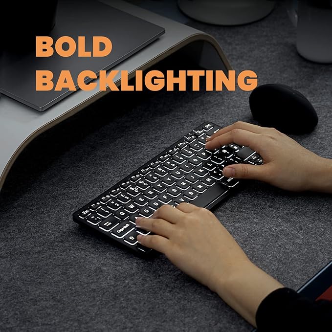 Perixx PERIBOARD-732B Wireless Backlit Mini Keyboard - X Type Scissor Keys - White Backlit - US EnglishBlack11950