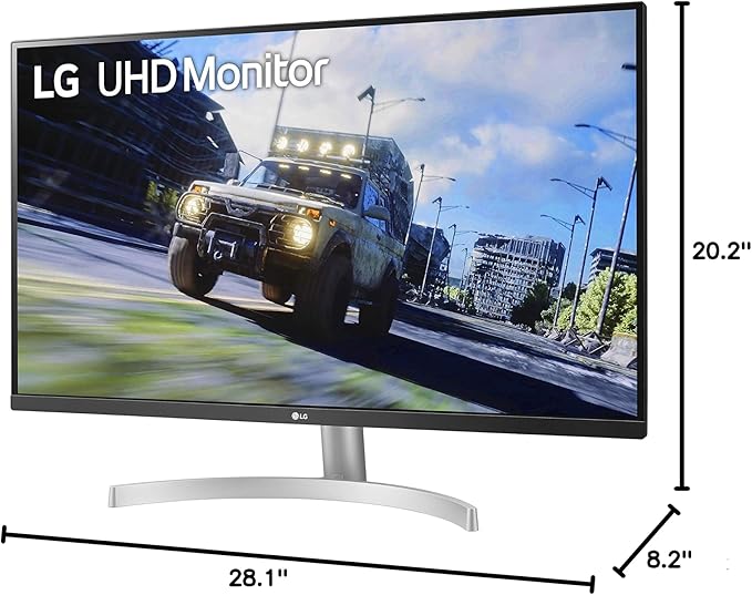 LG 32UN500-W Monitor 32 Ultrafine (3840 x 2160) Display AMD FreeSync DCI-P3 90% Color Gamut HDR10 Built-in Speakers 3-Side Virtually Borderless Design - Silver/White