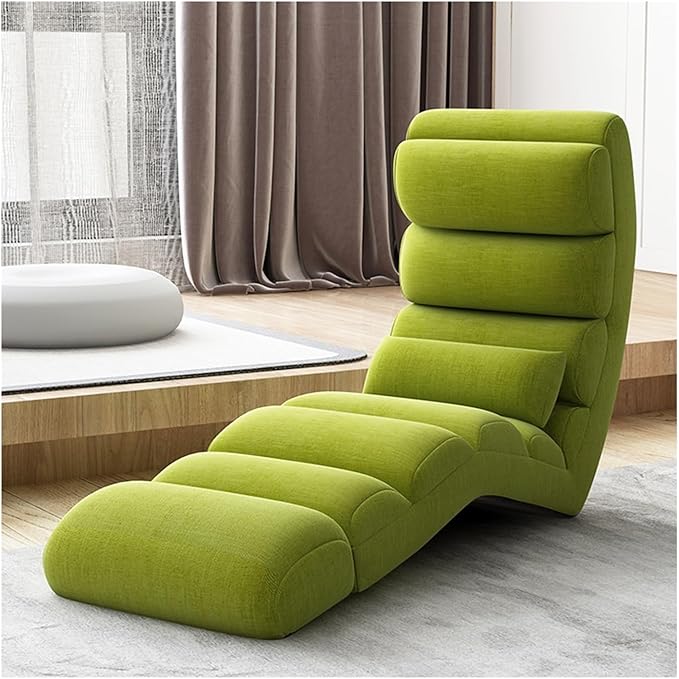 Floor Chair 13 Gear Adjustable Back Support Folding Sofa Bed Ergonomic Large Support Lounger Easy for Storage Comfortable Padded Gaming Chair(Green)