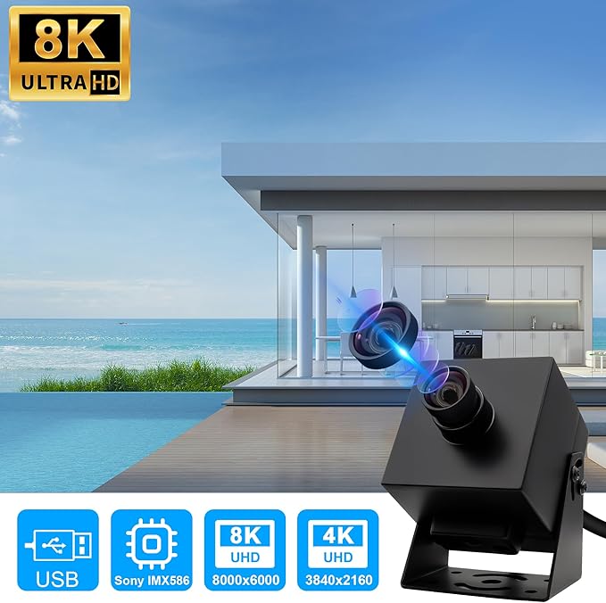 SVPRO 48MP USB Camera Ultra High Definition 8000x6000 Mini Lightburn Camera for Laser EngraverUSB2.0 Machine Vision Industrial Camera Wide Angle USB Webcam for ComputerRaspberry Pi