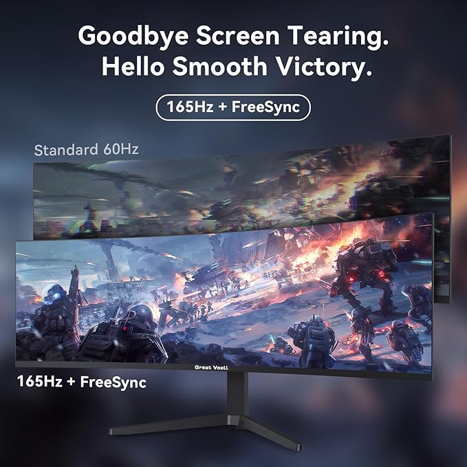 49 Inch Curved Gaming Monitor 32:9 DQHD 5K 165Hz 1ms Ultrawide Display 1500R Immersive Curvature HDR400 127% sRGB FreeSync HDMI/DP VESA Mountable for Gaming &amp Productivity