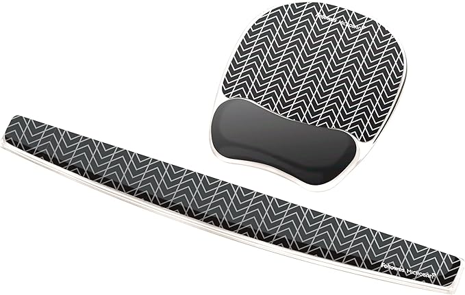Fellowes Photo Gel Mouse Pad Wrist Rest with MICROBAN - Black Chevron (9549901) (Pack of 4)