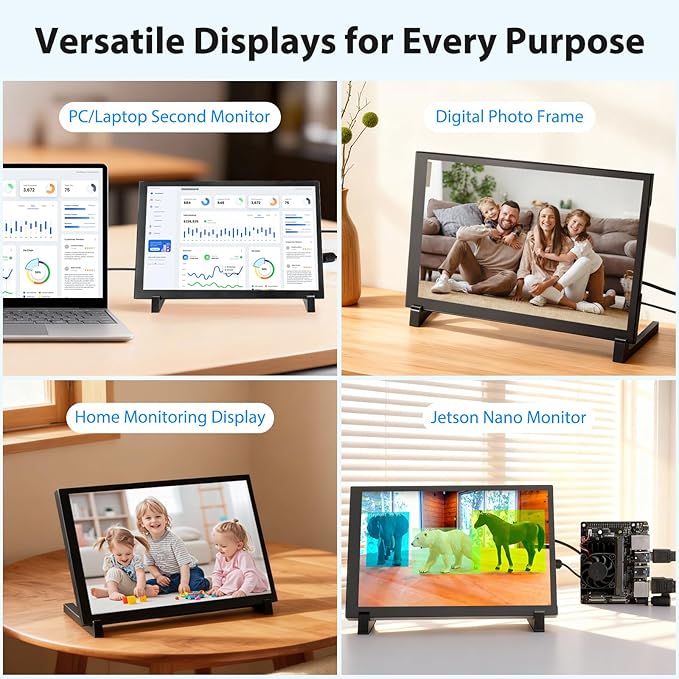 ELECROW 10.1 Inch Touchscreen Monitor 1280x800 IPS LCD HD Display with Stand Portable Capacitive Touch Screen for Raspberry Pi 3/3B+/4B/5 Jetson Nano Banana Pi PC Windows Beaglebone