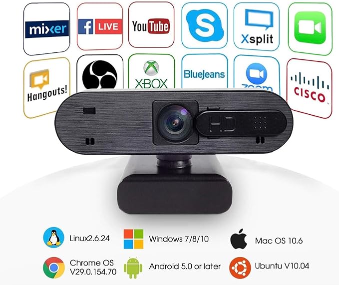 Webcam USB Camera Plug and Play Pc Webcam Suitable for Online Conference Zoom/Team/Facetime