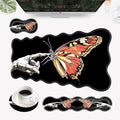 Desk Mat Mouse Pad with Wrist Rest 4-in-1 Large Mouse Pads for Desk Ergonomic Mouse Pad and Keyboard Wrist Rest Gaming Keyboard Mat for OfficeSkeleton Hand and Butterfly