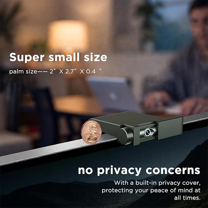 UHD 4K Webcam for pc - Web Cam with Microphone Privacy Cover Plug and Play Autofocus 10x Zoom Ultra Compact USB Laptop Web Camera Suitable for Laptops/Desktops/Zoom/Teams
